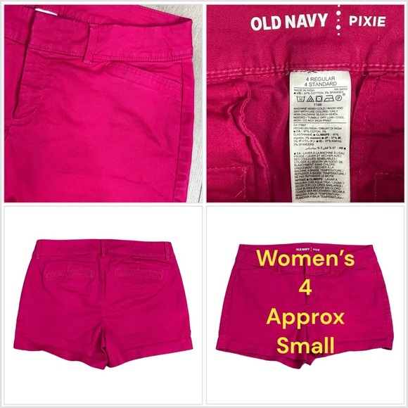 Women's Old Navy Pixie 4 Small Shorts Chino Khakis Pink Stretch 4 Pockets EUC - Picture 1 of 8